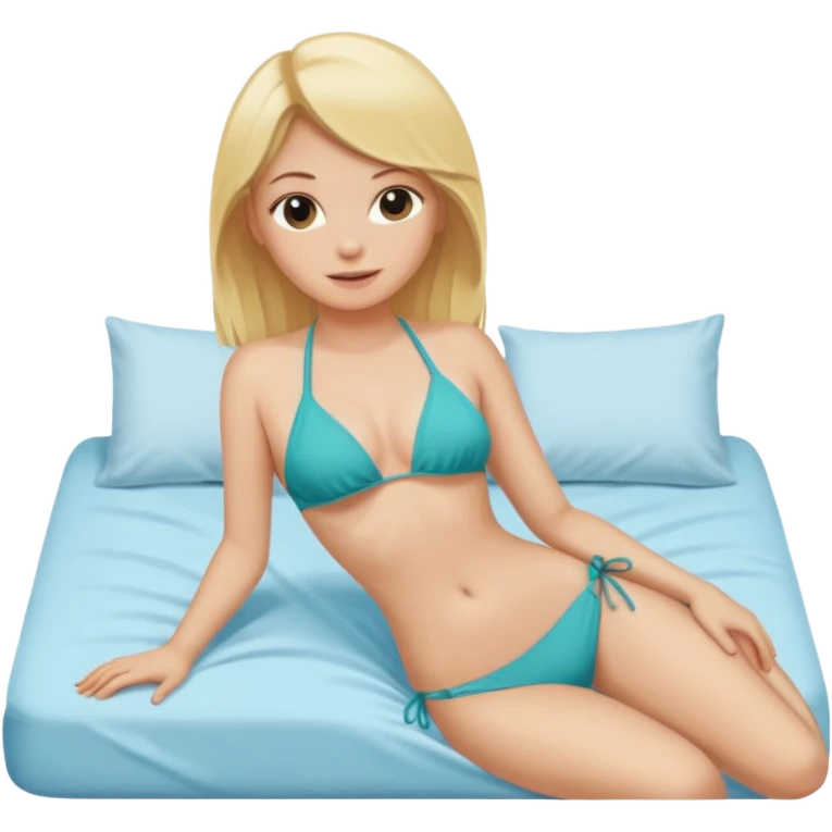 Blonde girl on a bed in a bikini emoji