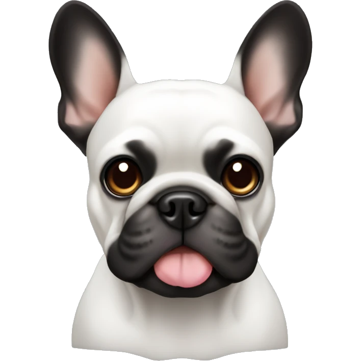 black french bulldog with white chest and brown eyes emoji