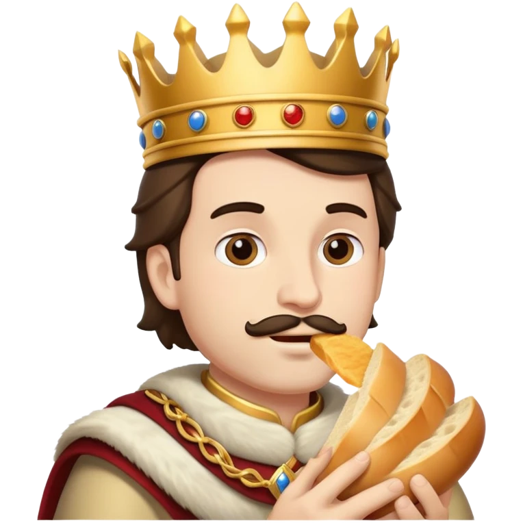 photorealistic king eats bread emoji