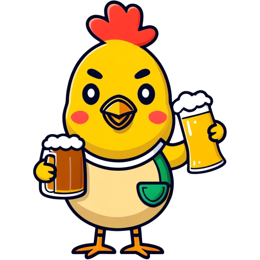 Chicken emoji with beer emoji