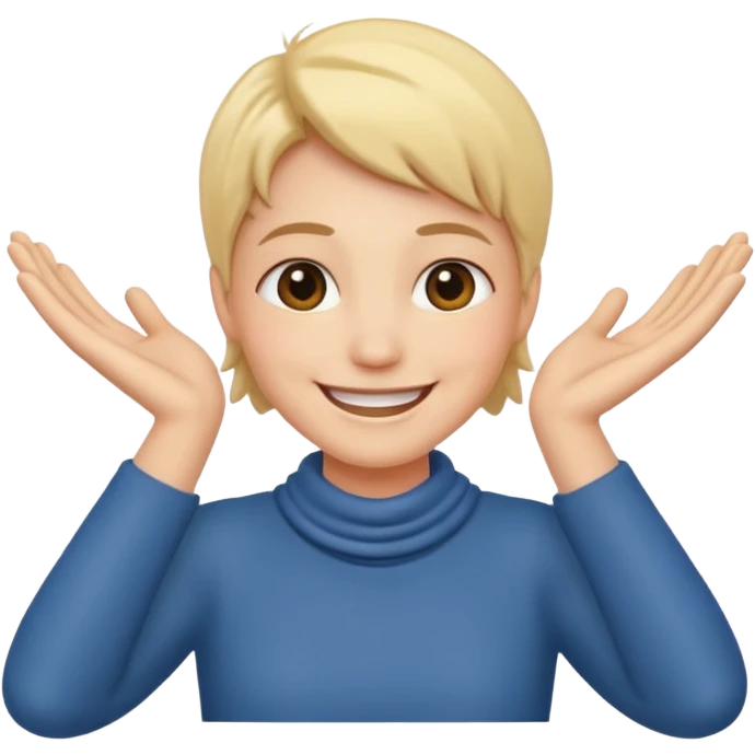 Smiling face with hands around neck emoji