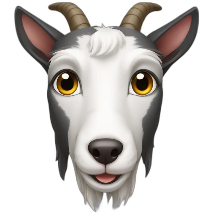 Small goat in the mouth of a black grayhound emoji