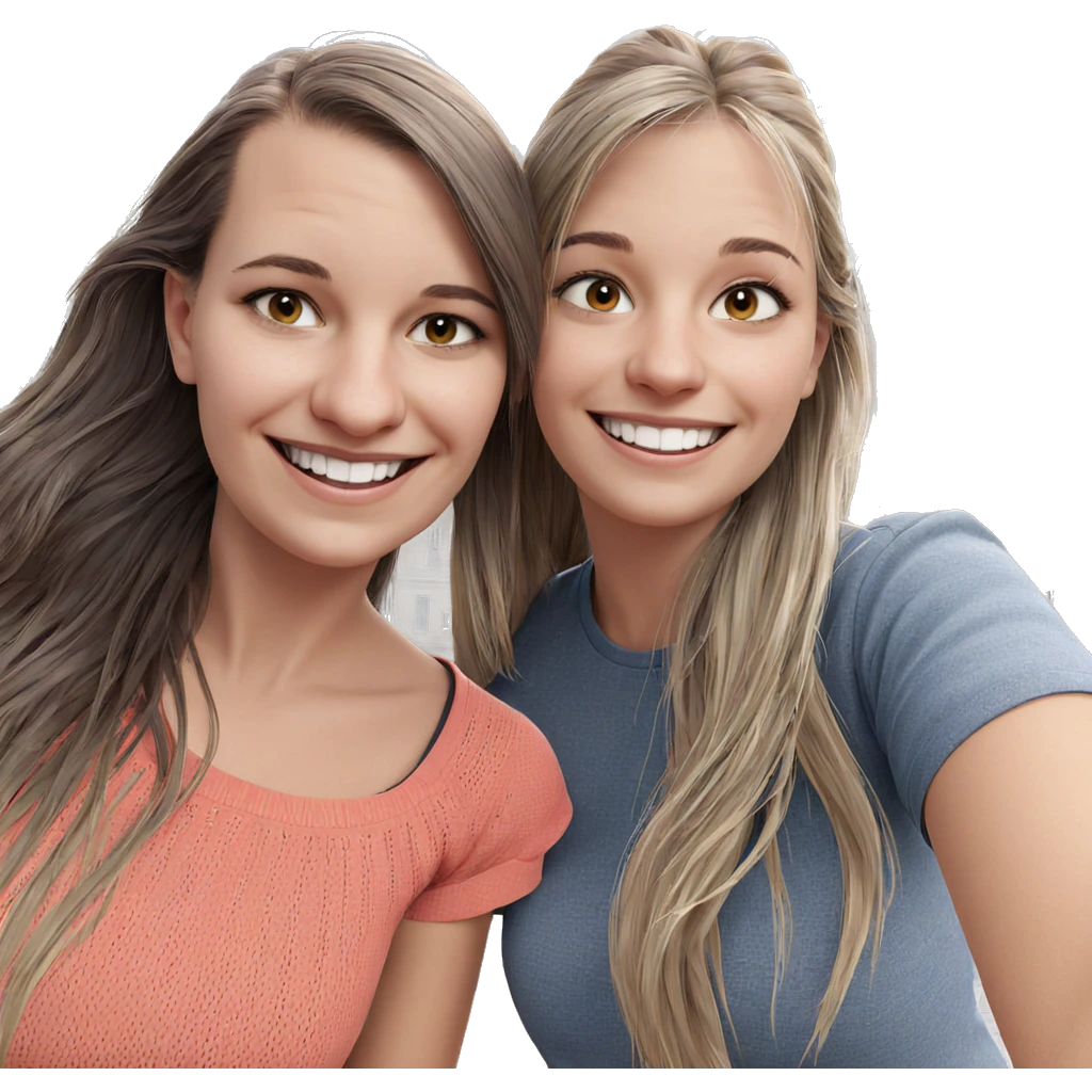 smiling girls selfie outdoors emoji