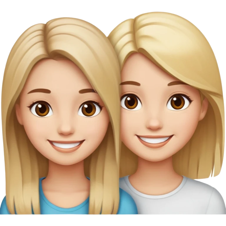 smiling girls with blonde and brown hair emoji