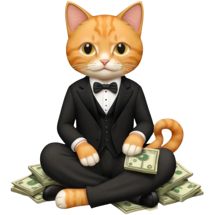 cat mafia corleone sitting on money emoji