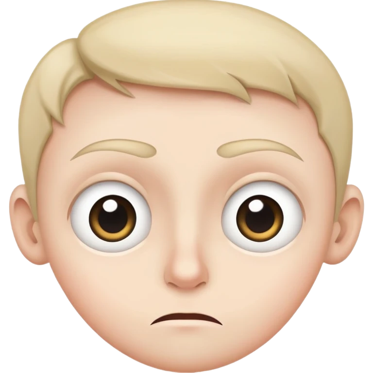 cautious face with wide eyes, slightly raised eyebrows, small frown emoji