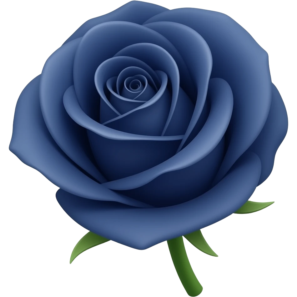 Dark blue rose with stem emoji