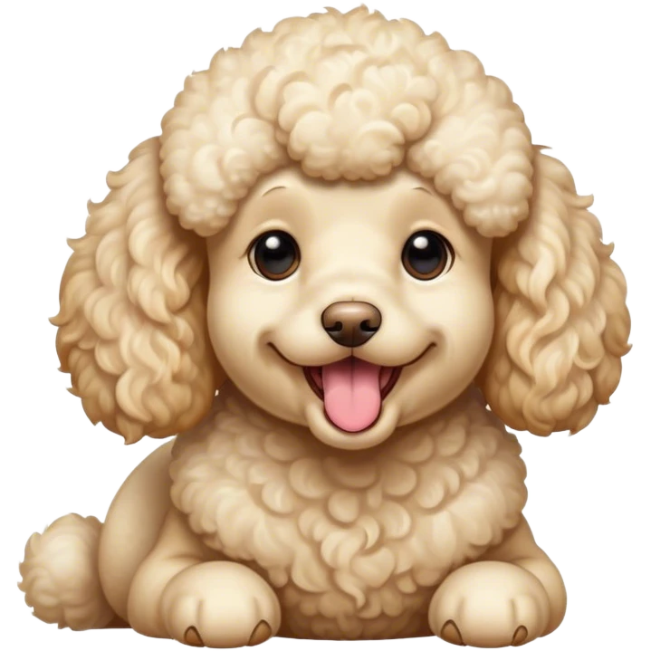 Cinematic Cute Yawning Cream Poodle Portrait Emoji, Head tilted slightly with a dramatic, wide-open yawn, displaying a soft, curly cream Fur with delicate texture, floppy ears slightly drooping, round warm eyes barely open in drowsy contentment, Simplified yet irresistibly adorable features, highly detailed, glowing with a soft, cozy glow, high shine, relaxed yet expressive, stylized with a touch of whimsy, bright and endearing, soft glowing outline, capturing the essence of a sleepy yet affectionate companion, so drowsy it feels like it could stretch right out of the screen and curl up for a nap! emoji