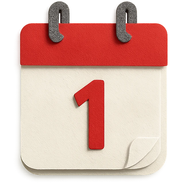 red and white calendar in paper-craft style, layered paper pages, shadow effect emoji