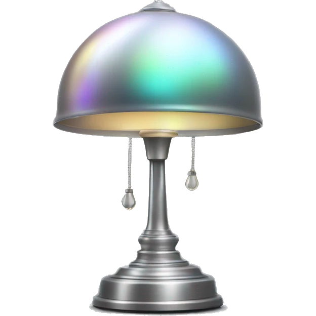 Realistic isolated gradient silver holographic lamp emoji