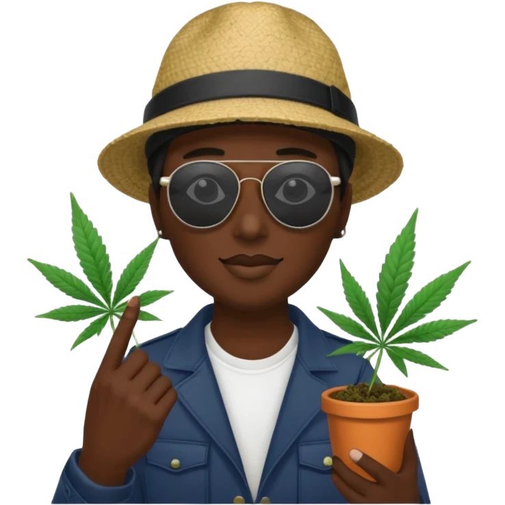 gang dealer with cannabis on a hand emoji