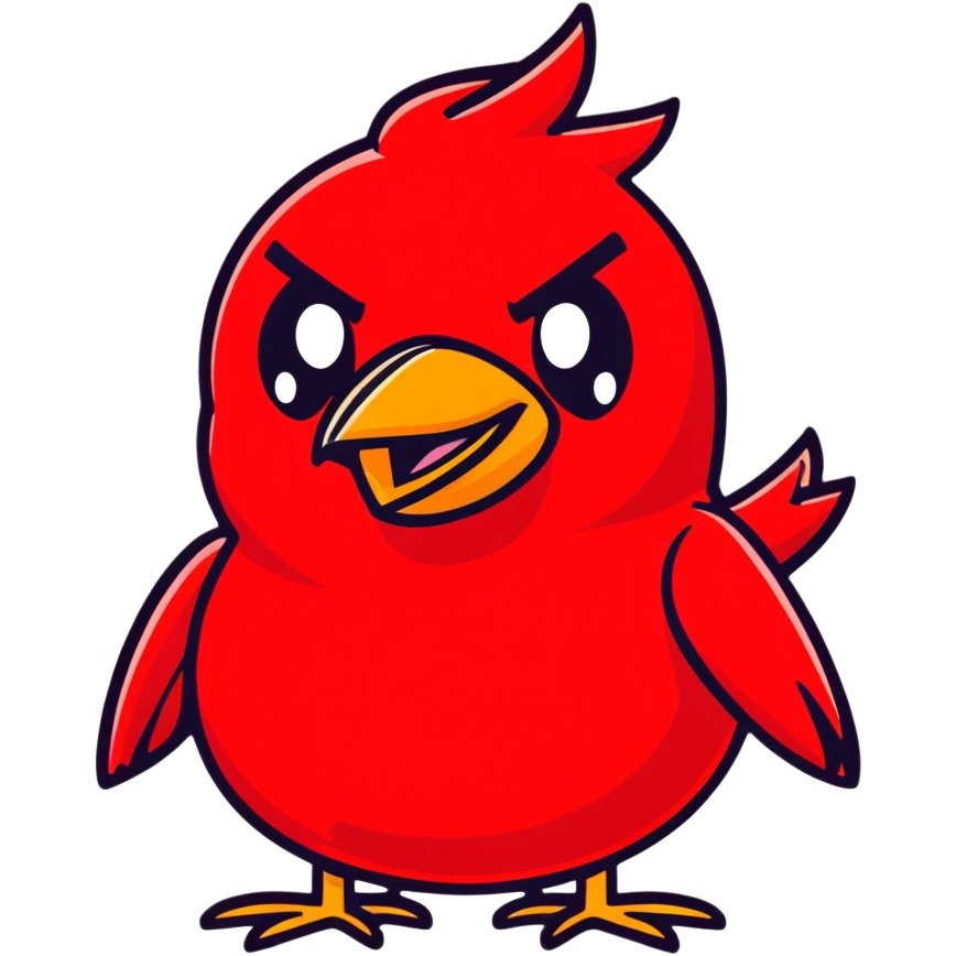 Red bird from Angry Birds game with angry expression emoji