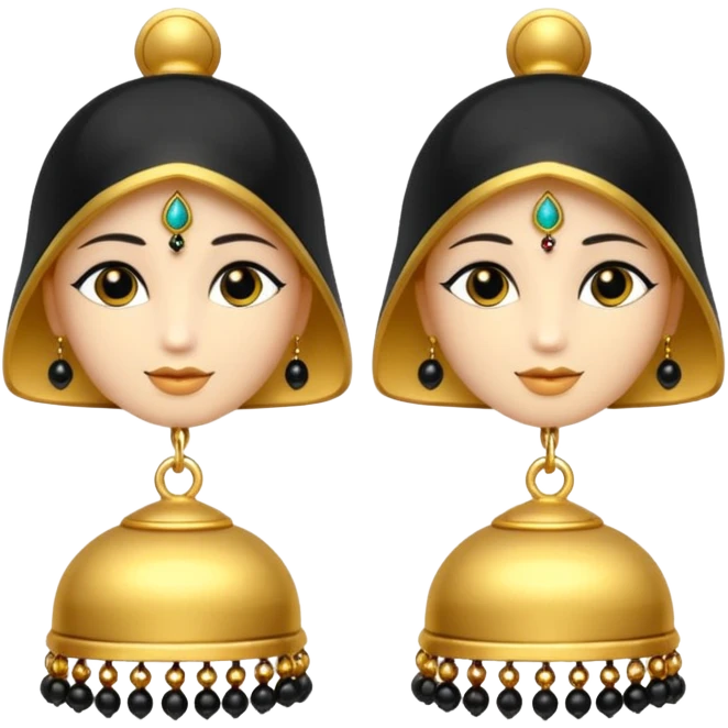 A small beautiful jhumka pair in golden black color with very  no stones design... Liie in the image.., emoji