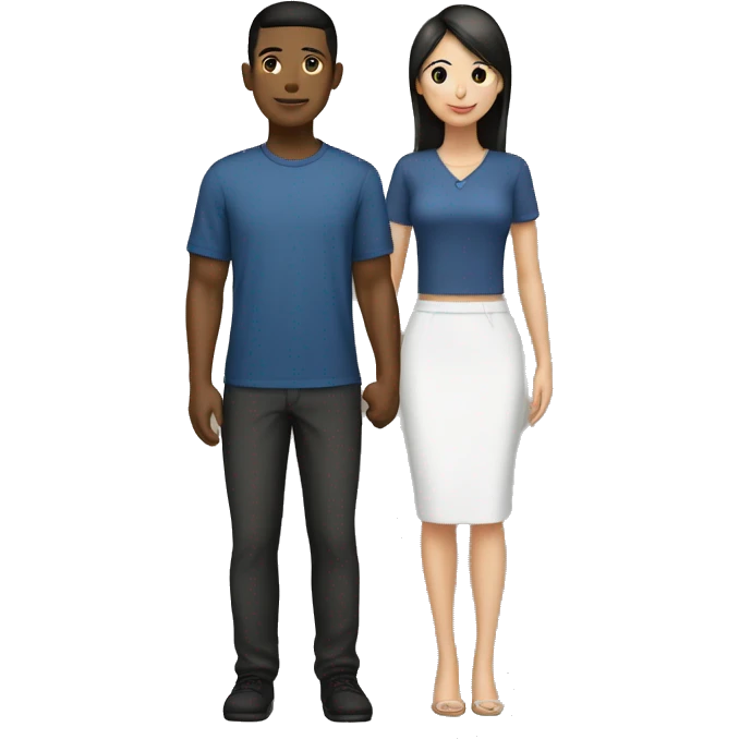 matching outfit couple Asian female and black male emoji