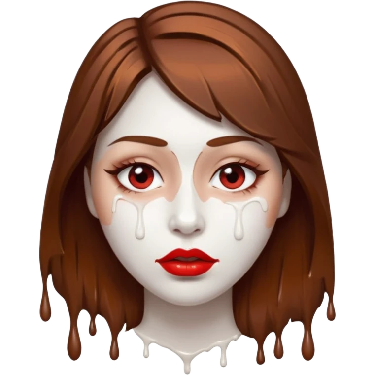 Brown Hair Woman , white paint , drip, face, hot  Sexy, lips emoji