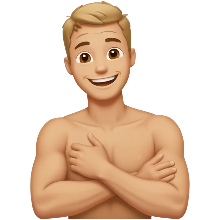 Arms crossed holding neck laughing guy emoji