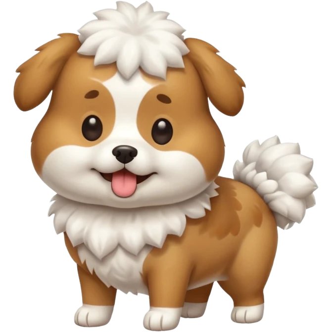 a full body of cute dog with puffer emoji