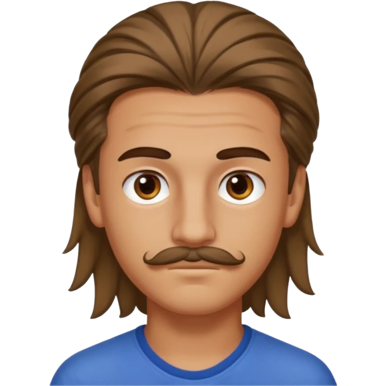 homme cheveux long attaché sans cheuveux dépanssant  16 ans, un peu bronzé petite moustache très fine emoji