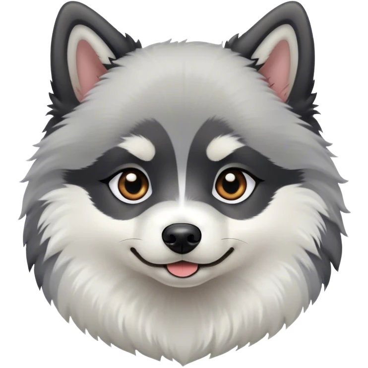 White, black and grey pomsky dog  emoji
