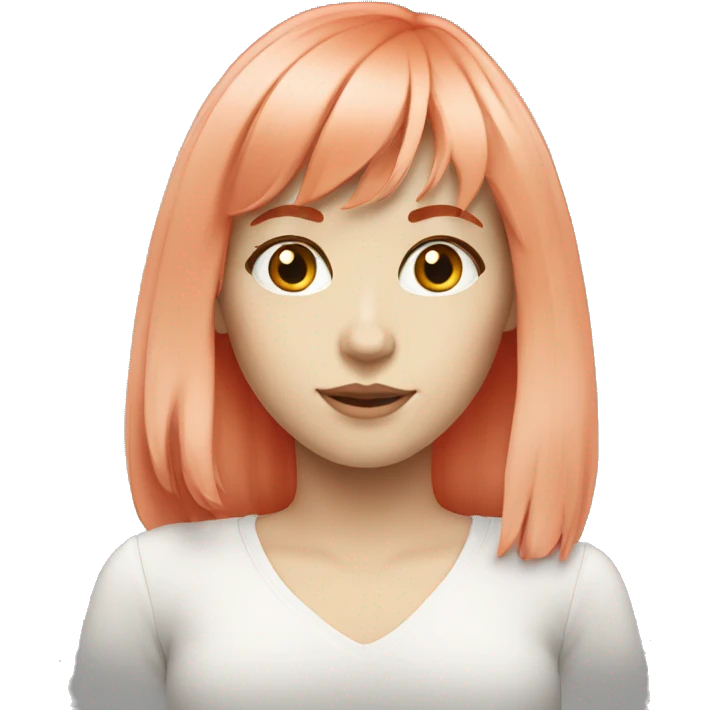 white girl bright red hair with bangs shoulder length emoji