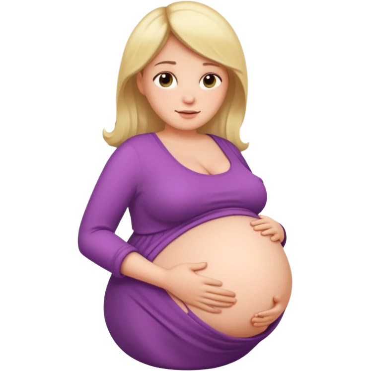 very heavily pregnant overdue woman with super  large belly emoji