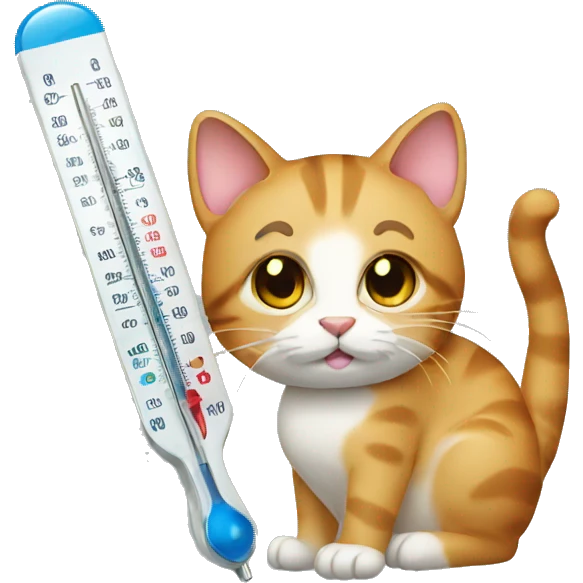cat holding thermometer  emoji
