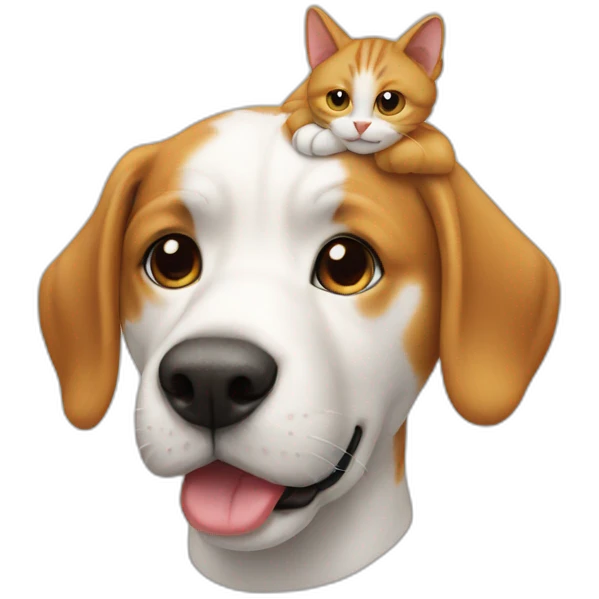 Cat on dog emoji