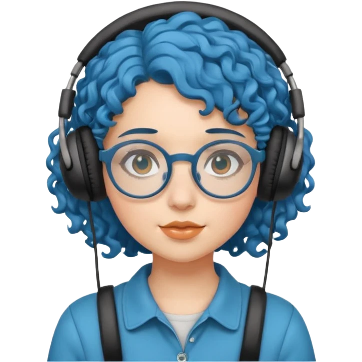 headphone and spectacles, curly bluevgirl emoji