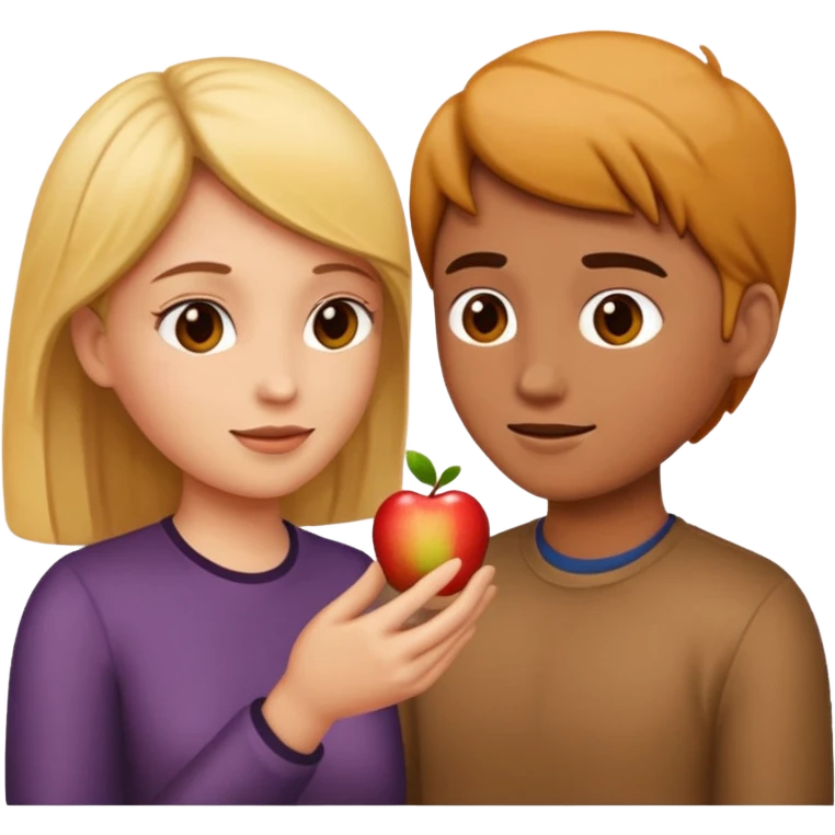 two people facing each other, chatting, close up, apple emoji style emoji