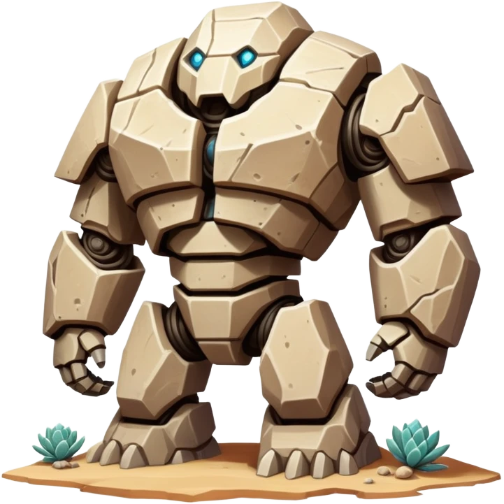 A sentient sandstone colossus with hollow chambers inside its body where rare geometric crystals grow, able to reshape its limbs and filter the desert winds through its porous form to extract moisture. body only, without background. emoji