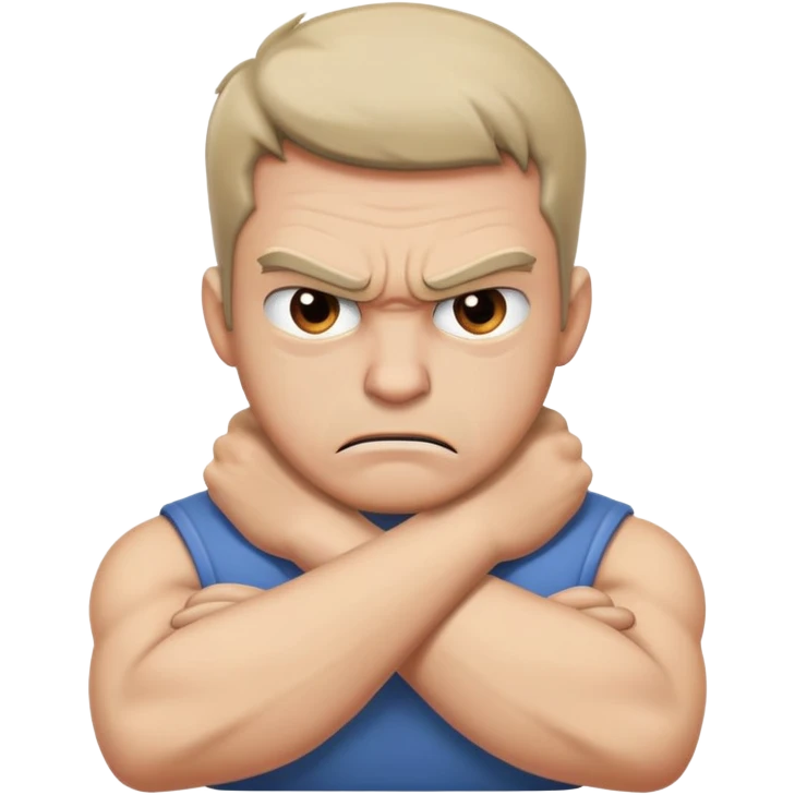 Crossed arms holding neck angry man emoji