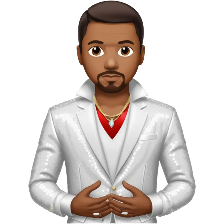 Keith Sweat, R&B Singer (b.1961) with dark brown hair, white sequin outfit emoji