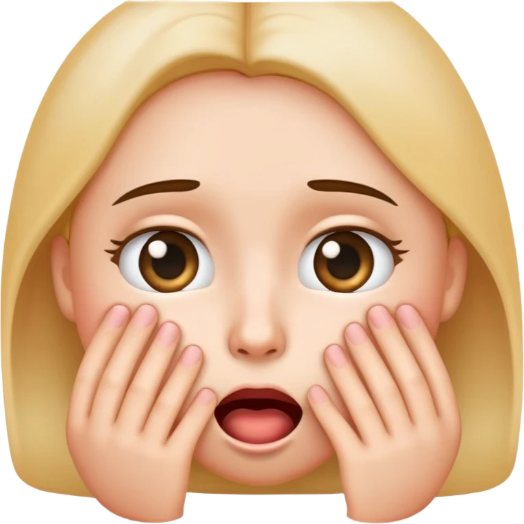 emoji style face combining hand over mouth and flushed face, surprised shy expression with blushing wide eyes emoji