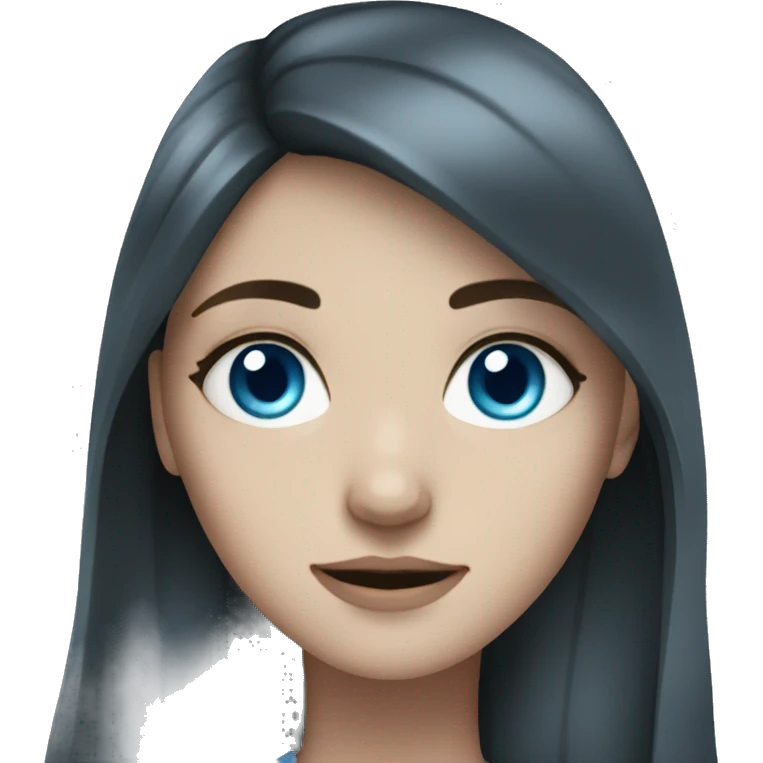 White girl with blue eyes and long dark hair emoji
