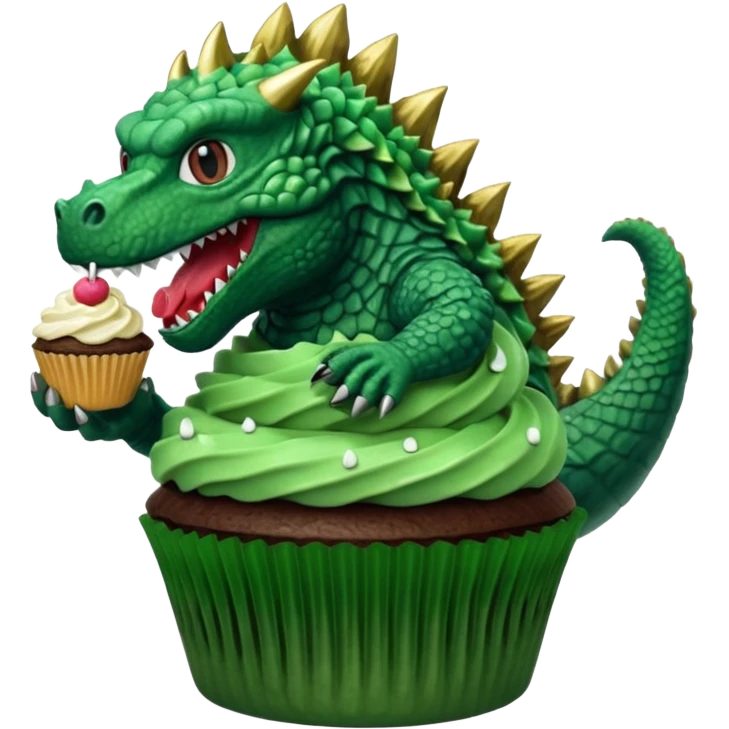 Godzilla eating a cupcake emoji