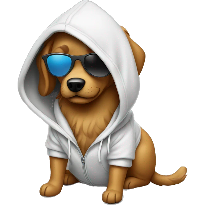 dog with sunglasses and a hoodie emoji