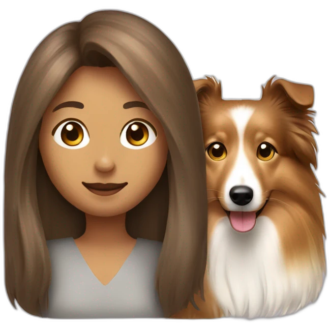 sheltie and yong woman with light-broun hair emoji
