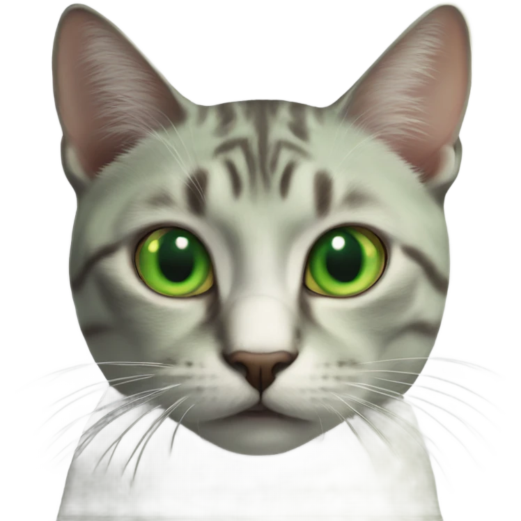 Cat green eyes eating fish emoji