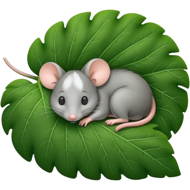 mouse sleeping under a leaf emoji