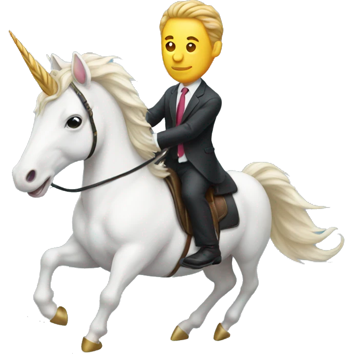 Man in a suit riding a unicorn emoji