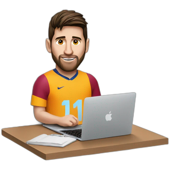 leonel messi working with a macbook emoji