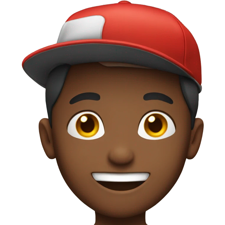 smiling boy with red hat emoji