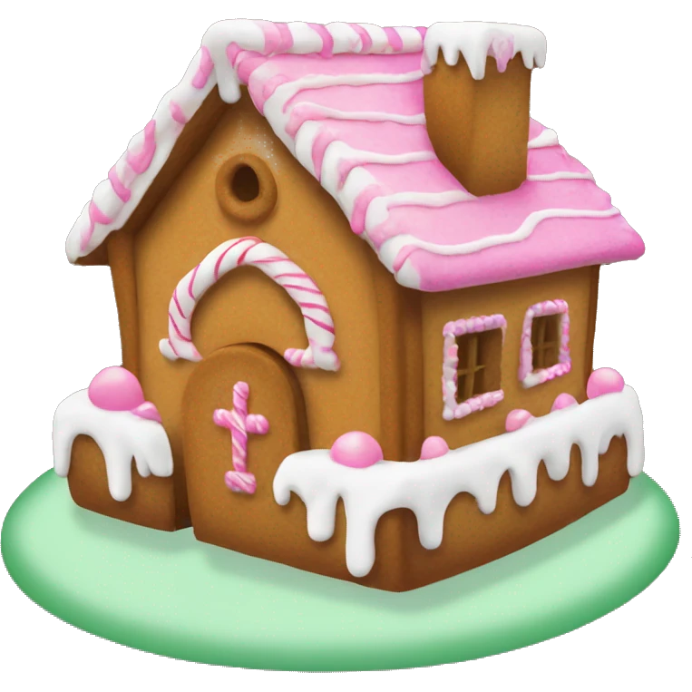 gingerbread house with pink frosting emoji
