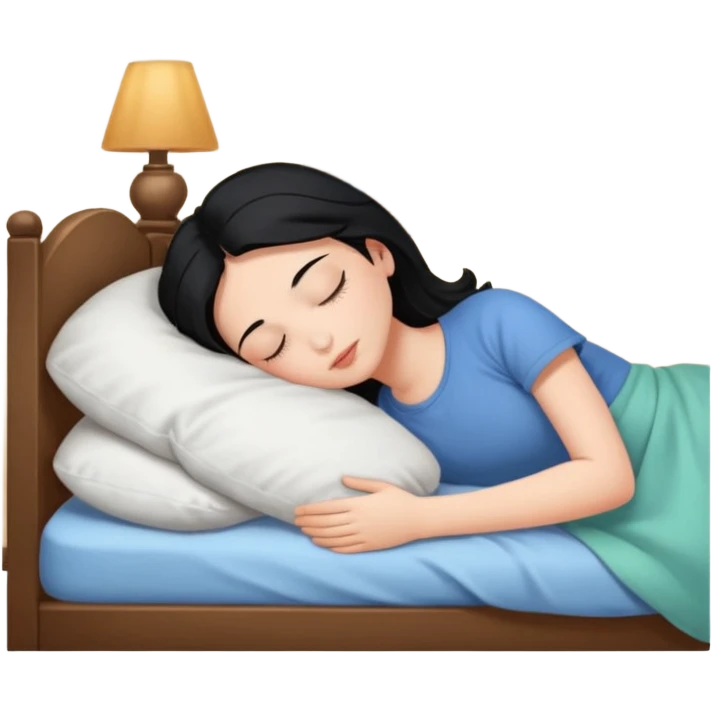 girl with black hair in short sleeves sleeping at home emoji