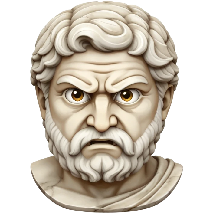 Create a greek statue point at the front with angry fave emoji