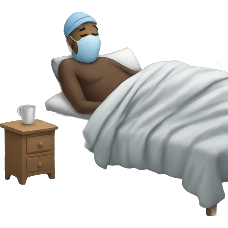 A man have mask and sleeping on bed emoji