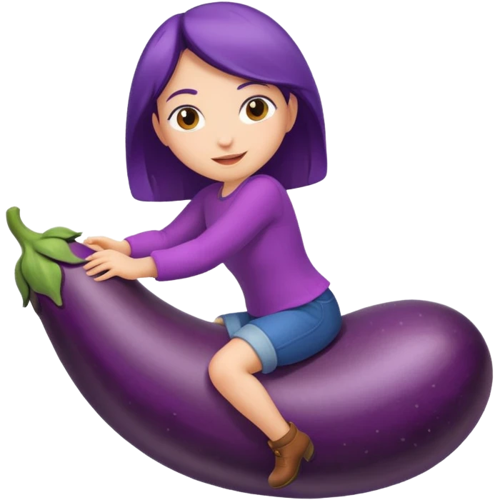 girl riding eggplant  emoji