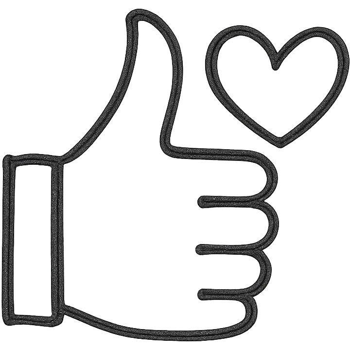 minimalist green thumbs up emoji combined with heart symbol, white clean background, conveying calm and security emoji