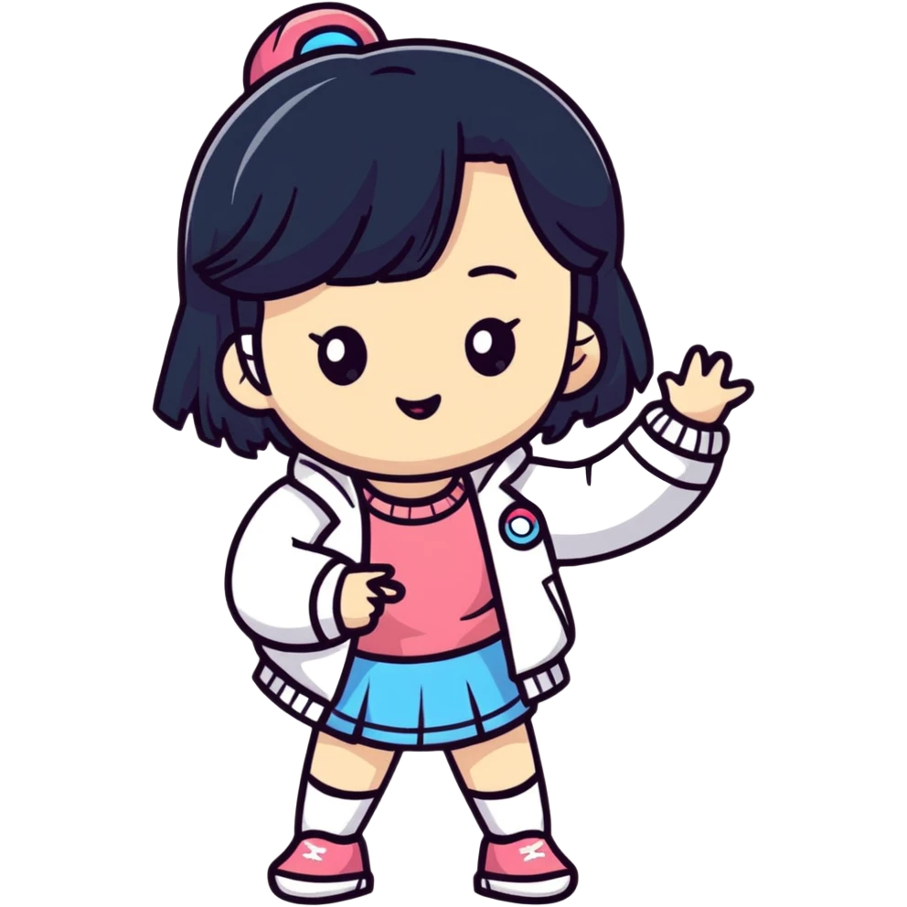 Korean girl with K-pop style emoji