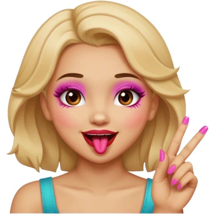 Girl with makeup giggling,blushing while biting one finger in ￼a flirtatious way emoji
